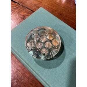 Vintage Clear Glass Flower Frog 11 Holes Vase Insert 3” Diameter